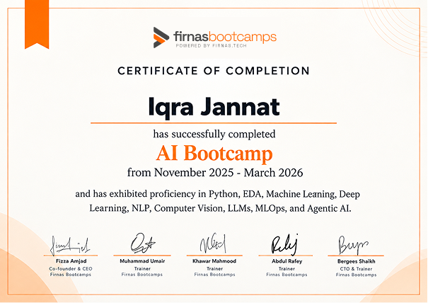 Firnas Bootcamps Certificate of Completion